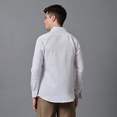 Men’s  White textured High Collar Shirt